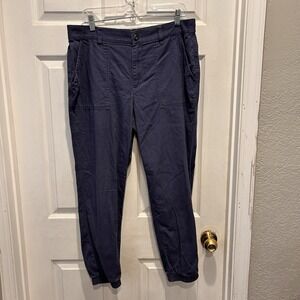 GAP‎ Womens Blue Cotton Lyocell Utility Jogger Pants Size L High Rise Minimalist
